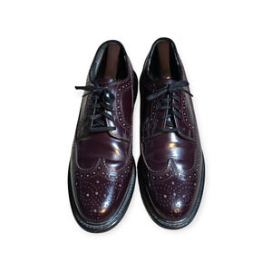 Vintage Sears Men's Wingtip Brogues Burgundy Leather Shoes, Size 11 D